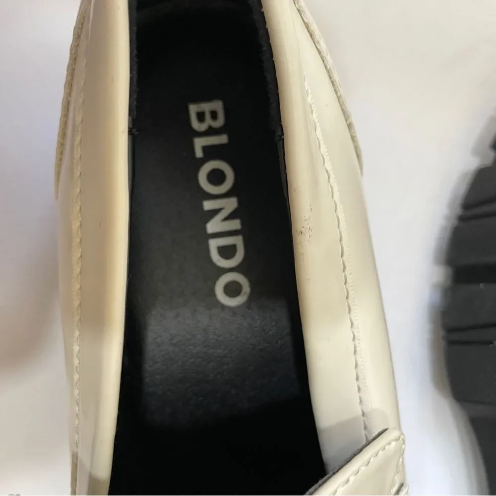 NEW WITH TAGS BLONDO SUMMER LEATHER‎ PLATFORM LOAFERS IN BONE